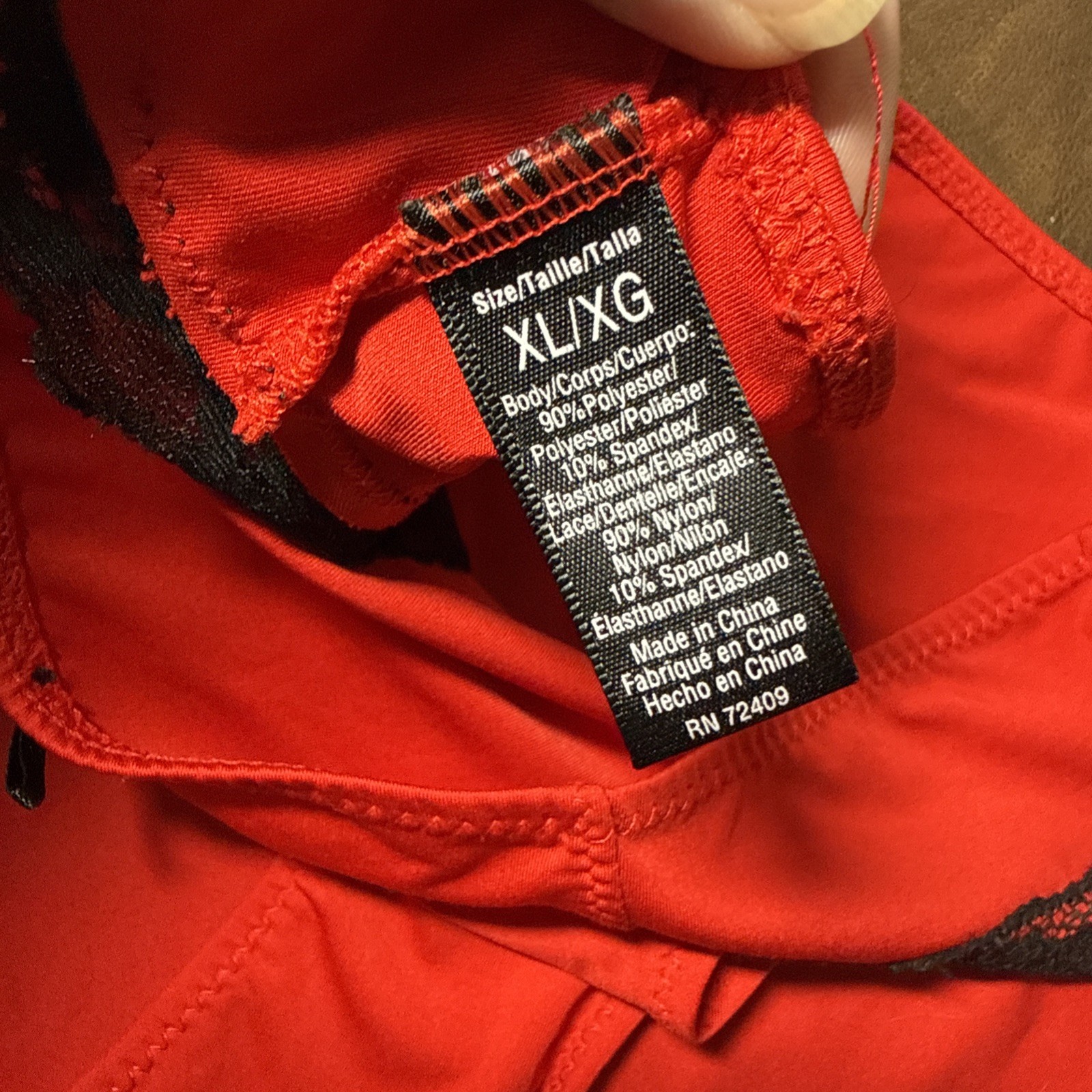 NWOT Vtg Lipstick Red Black Lace Satin Bow HI Cut Panties Underwear Sz 8 XL