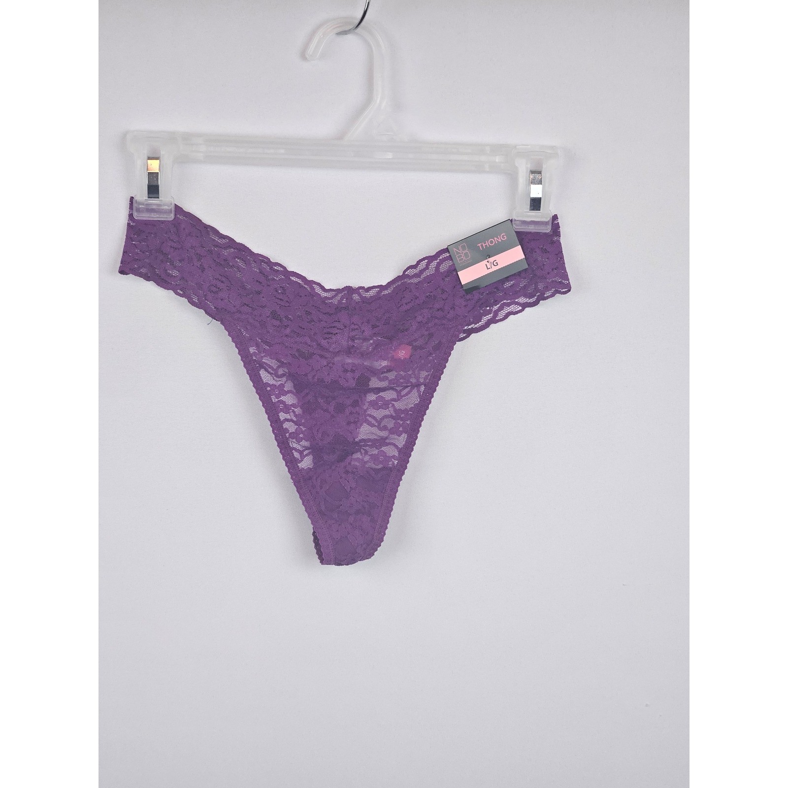 No Boundaries Womens Purple Floral Lace Thong Panty Size Large New With Tags