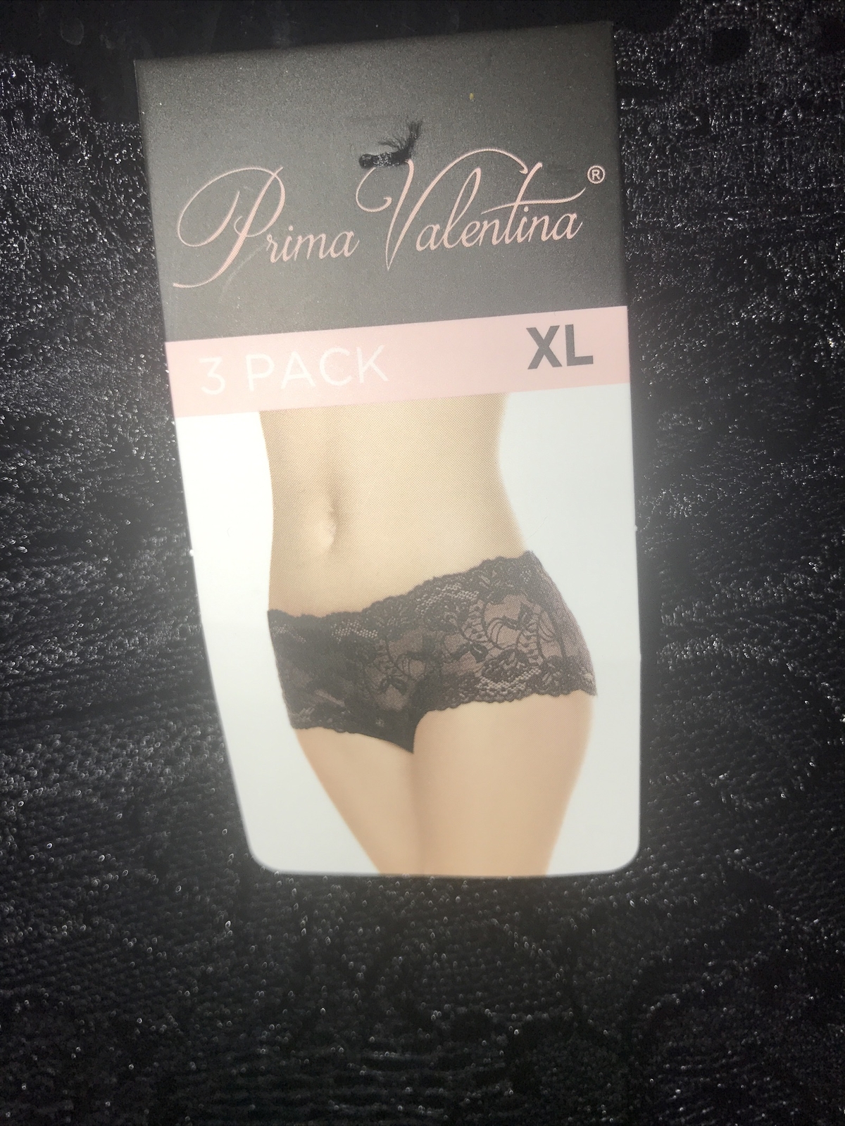 NWT Prima Valentina Boyshort Panty Black Lace Sissy Sexy Fem Goth Romantic XL