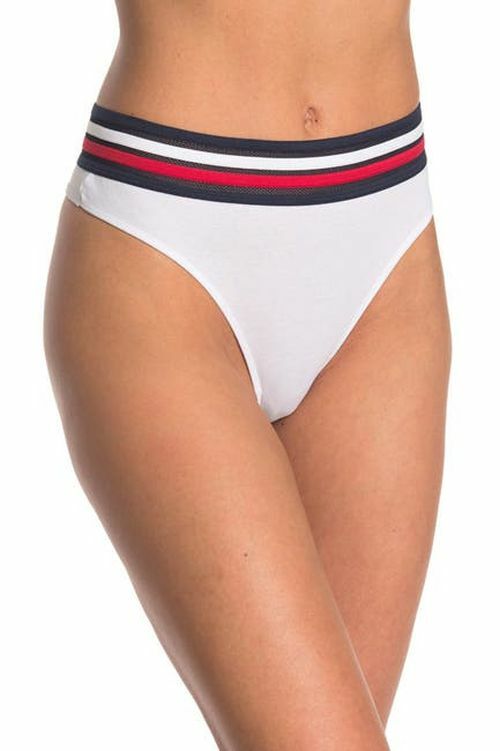 NWT TOMMY HILFIGER R11T609 “Classic” Cotton Mid-Rise Thong, Bright White (WH1)