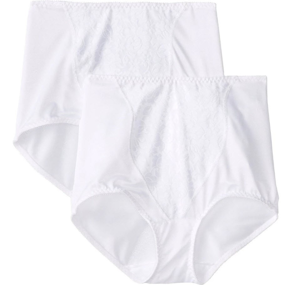 2 Pairs – Bali Womens LIGHT CONTROL Shaping BRIEFS – Jacquard WHITE – MEDIUM 6