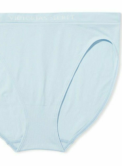 M Lt Blue SEAMLESS NOSHOW FULLCOVER Victorias Secret High Leg Waist Brief Panty