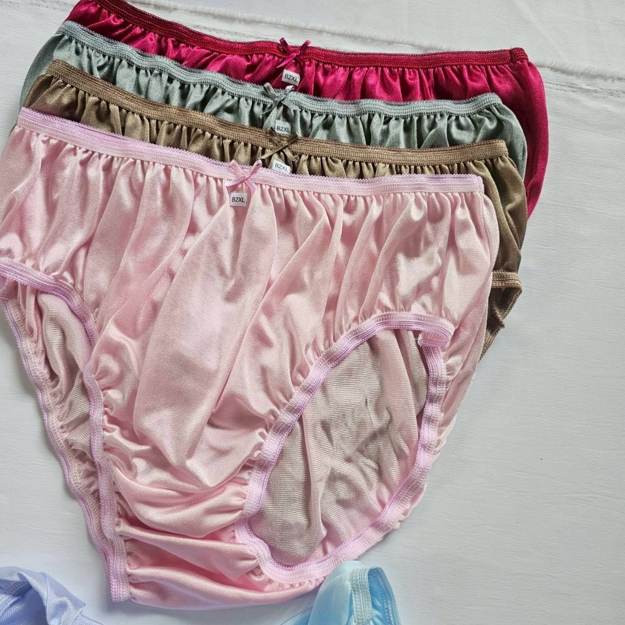 12 Big Bikini Underwear Nylon Woman Panties Soft Smooth Briefs Mid-Waist/Mix/2XL