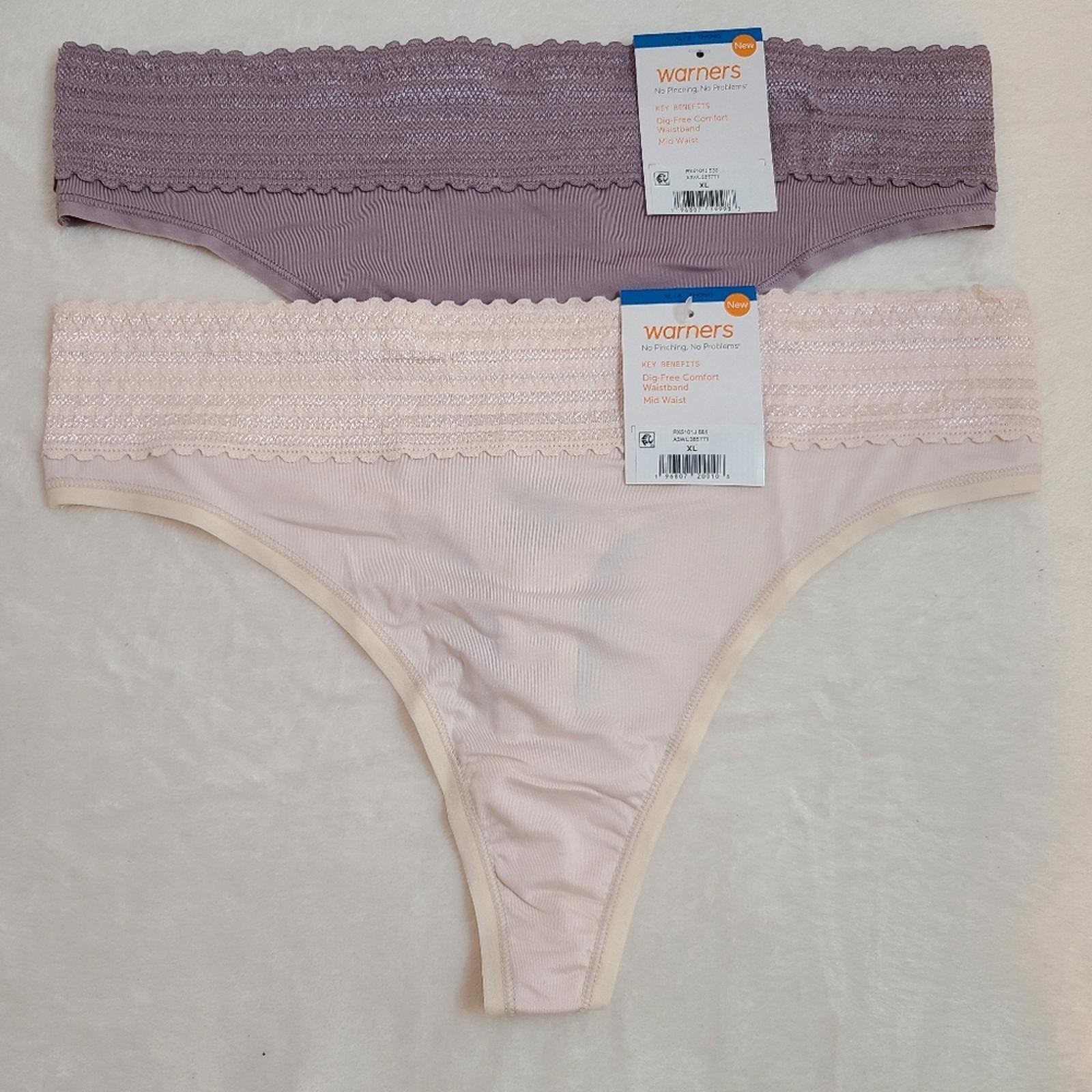 Warners 2pk Smooth Microfiber & Lace Thong Panties Size XL