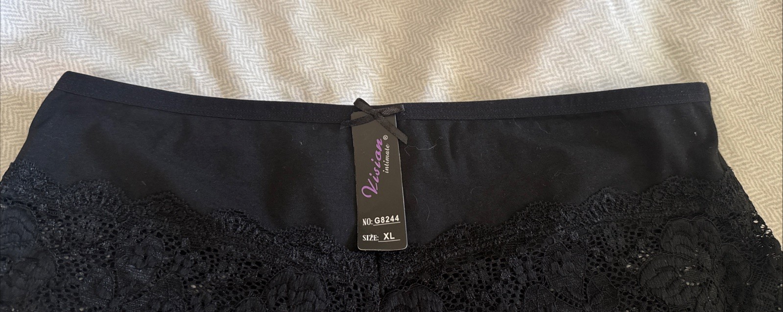 New Vision Intimates Sexy Black Lace Boyshort Panties Size XL Elastic Top Nylon