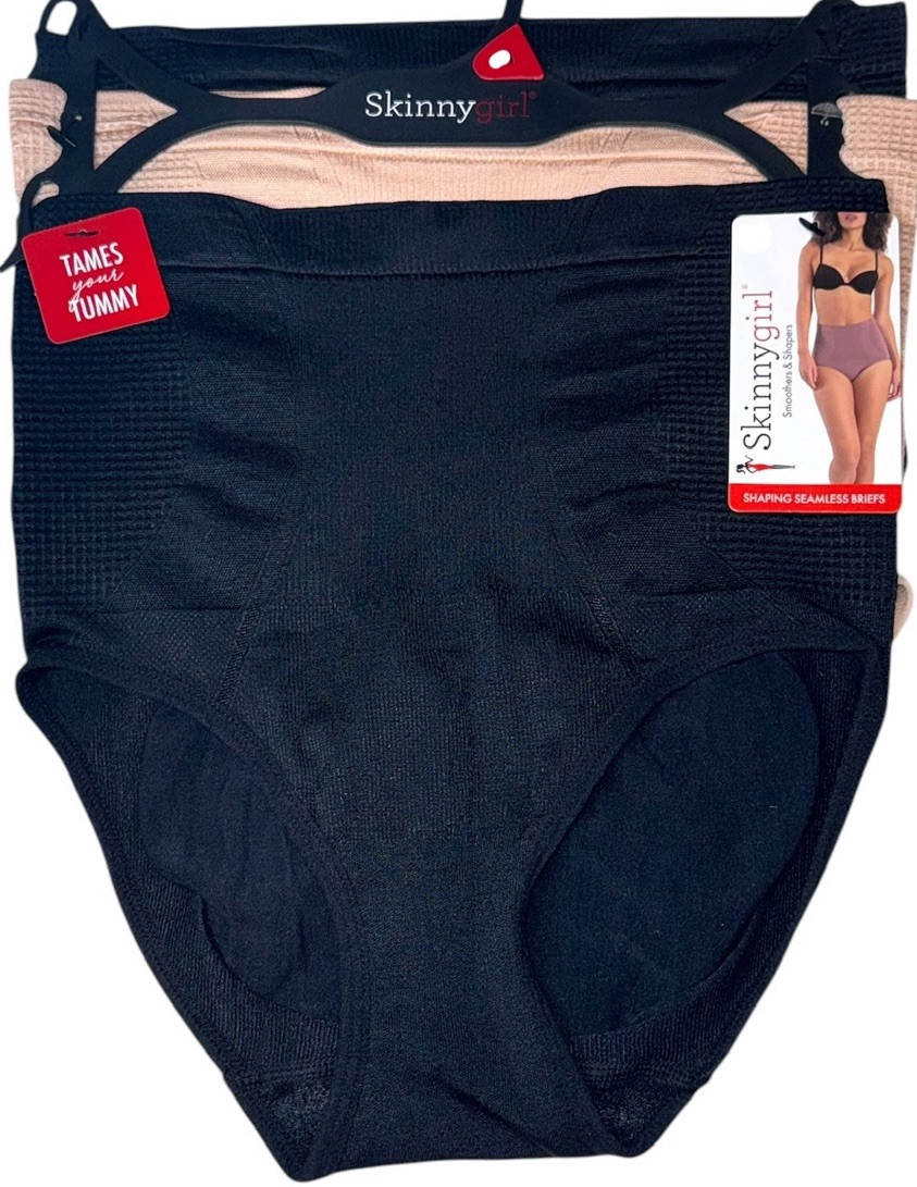 SkinnyGirl 3-Pair Shaping Brief Underwear Panty TAMES TUMMY Nylon Blend Size S