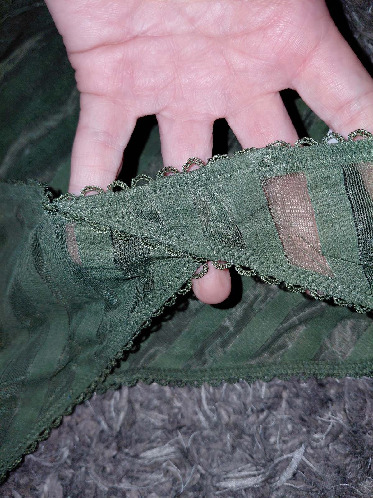 Adore Me/VS Striped Mesh Bikini Panty NEW Large Green