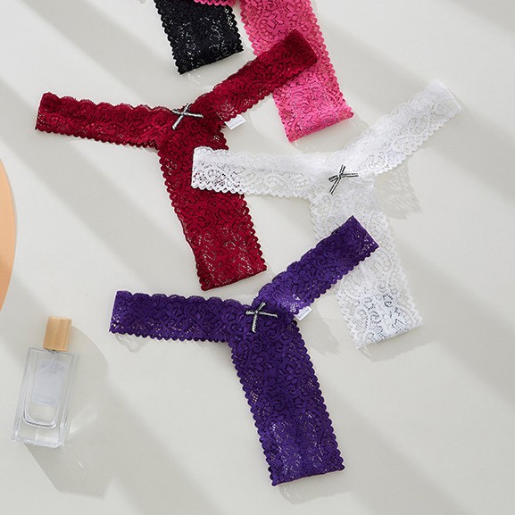 5 Pack Lot Sexy Womens High Leg Lace Panties Thongs G string Briefs Underwear