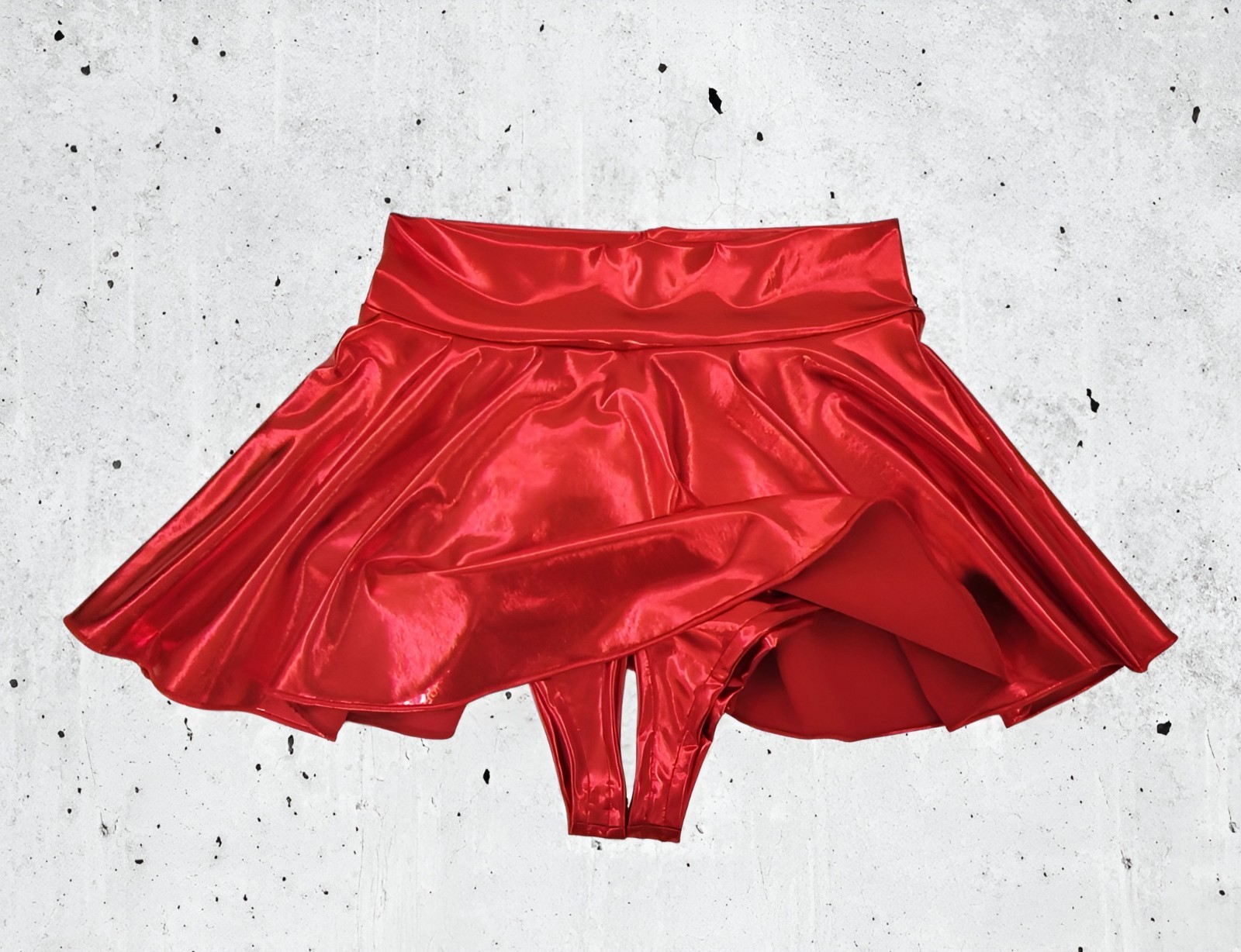 Mini Skrit with Attached Crotchless Panties. Skater Skrit with Crothcless shorts