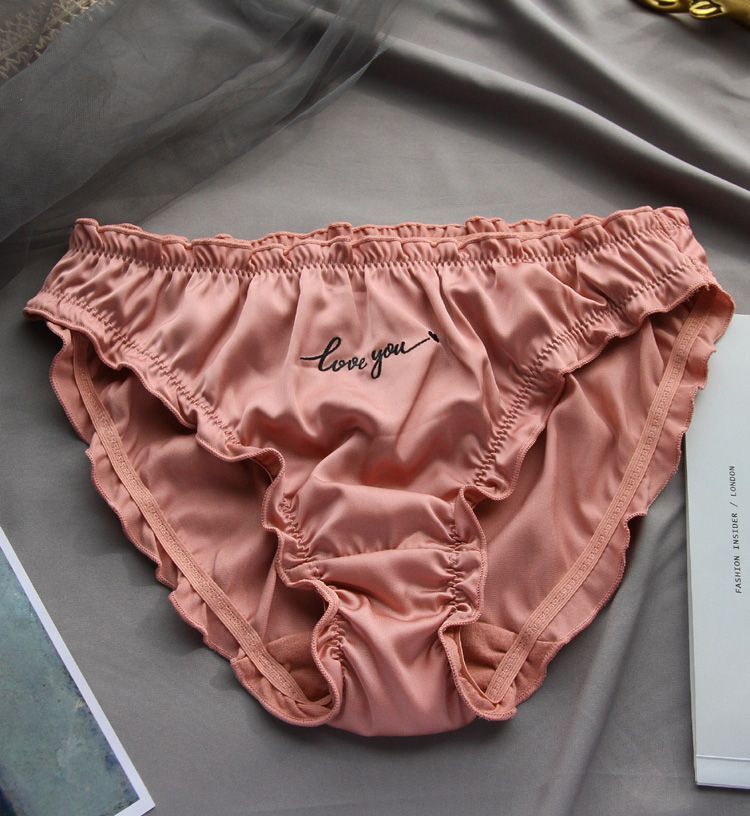 Embroidery Letter Panties -Breathable Cute Seamless Thong Solid Simple Underwear