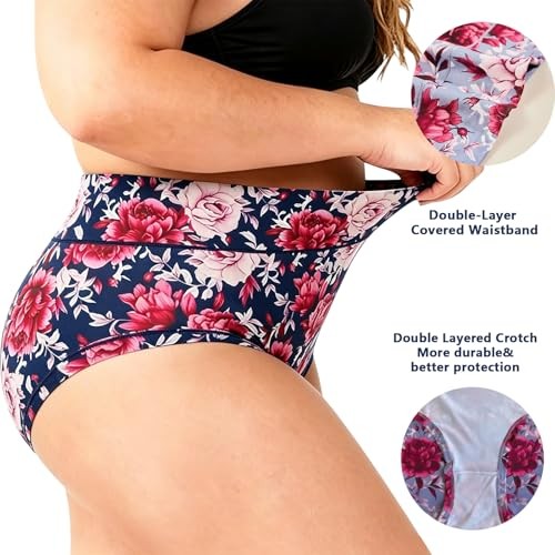 Women’s Plus Size Underwear Floral Print 4X-Large 6 Pack Plus Panties Yj Floral