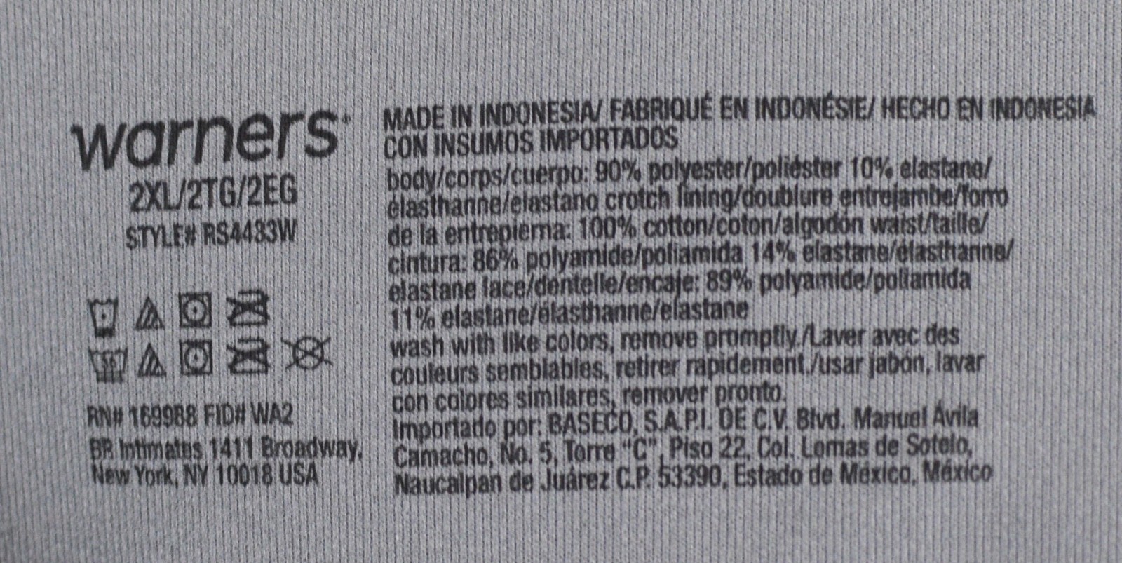 Warners 3 PACK Womens Blissful Benefits Brief Panty Gray/Beige/Black Size 2XL