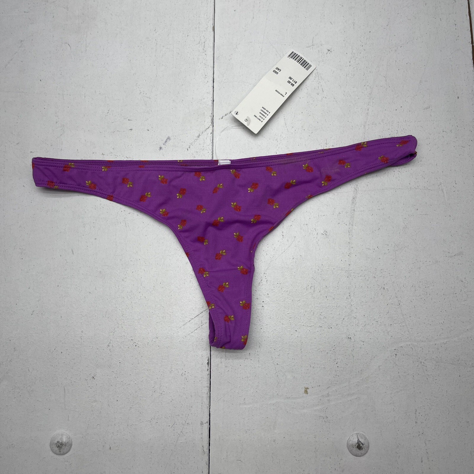Out From Under Purple Floral Thong Underwear Women’s Size Large New