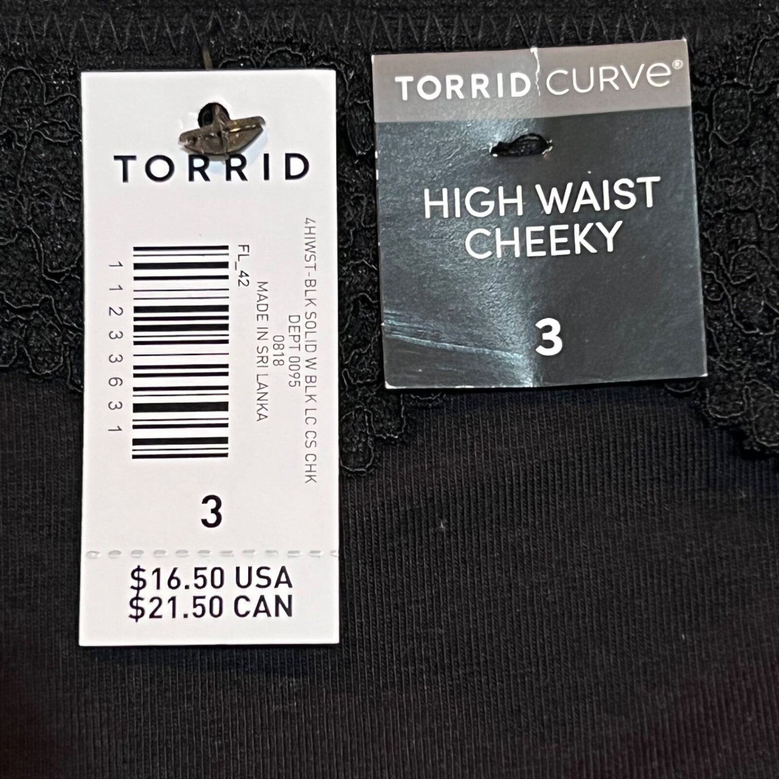 NWT TORRID High Waist Cheeky Pantie Sz 00X-0X-1X-2X-3X Black Lace Jersey
