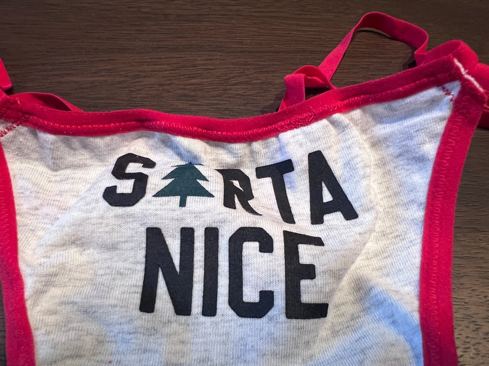 Victoria’s Secret PINK Sorta Nice string thong Christmas tree panties gray red L