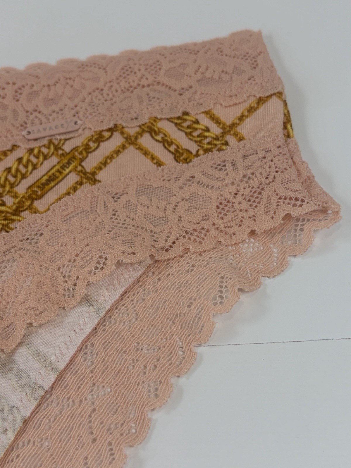 SAVAGE X FENTY Undie Cotton Essentials LaceTrim Cheeky Panty Chain Plaid Size XL