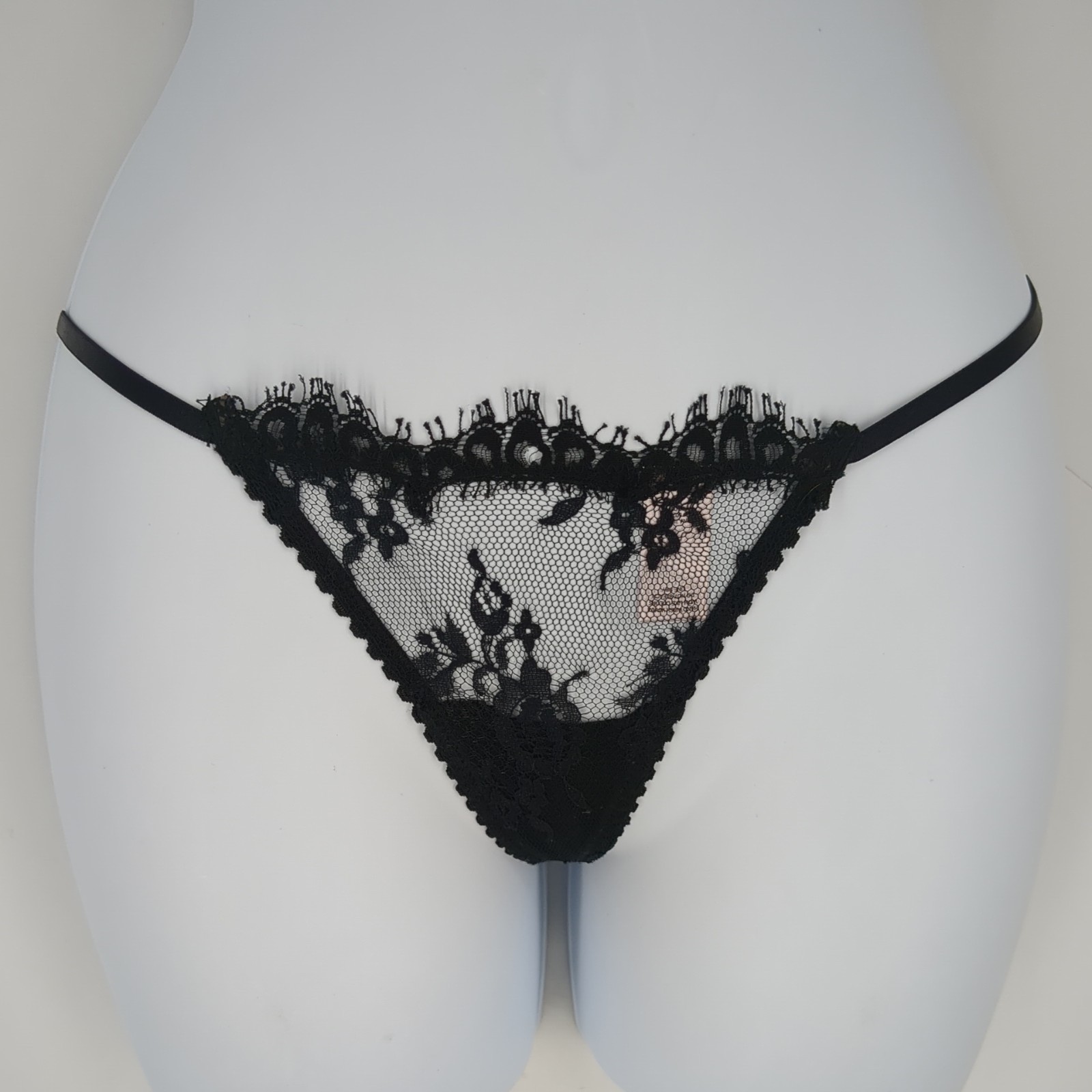Vintage Y2K Victorias Secret Very Sexy Lace Thong Sheer Sissy Black XS NWOT
