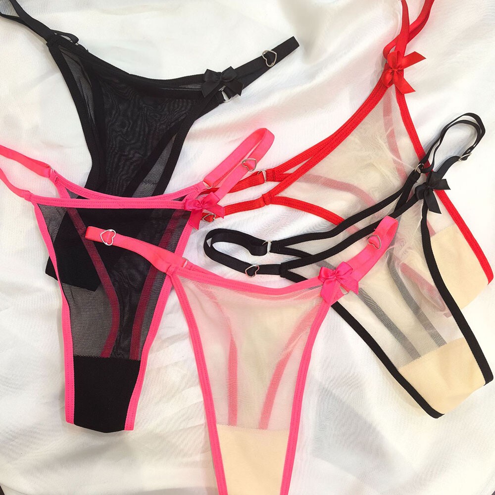 Women See-through Mesh Low Rise Thong Sexy Bikini Panties Micro Underwea US