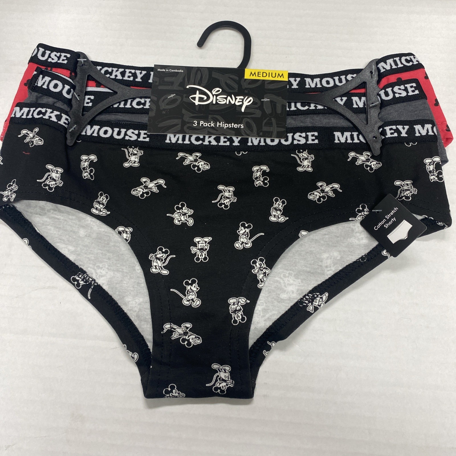 3 Pack Of NEW Mickey Mouse Hipsters , Size Medium