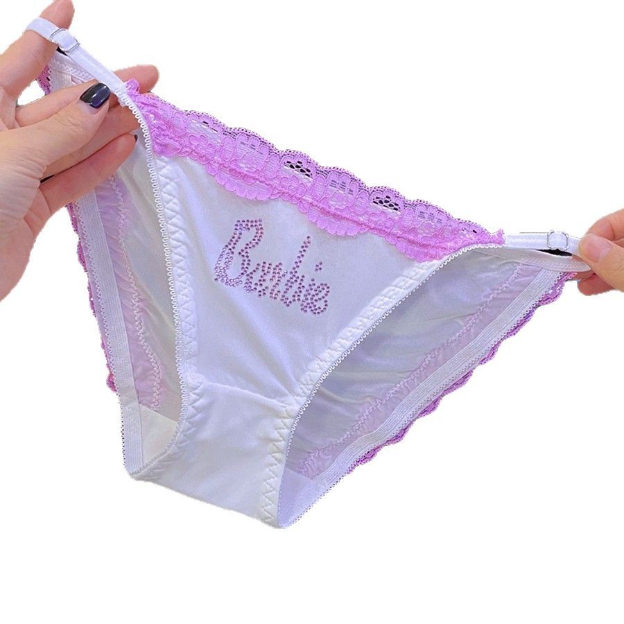 Women Sexy Sheer Brief Panties Silky Ice Silk Rhinestone Comfortable Underwear
