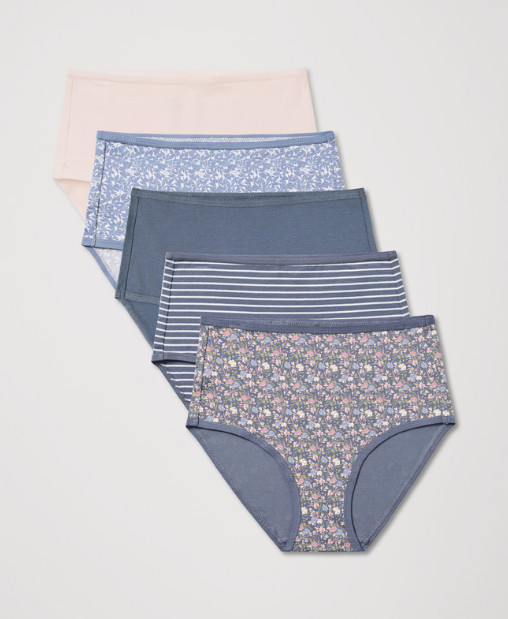 NEW PACT Organic Everyday High Rise Brief 5-Pack, Stillwater (NWT)