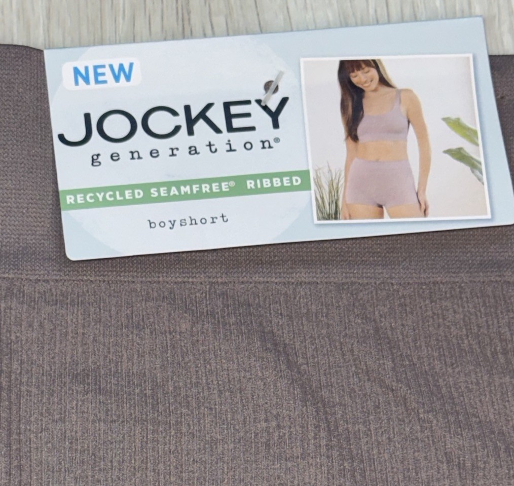 JOCKEY Womens Ribbed Boyshort Brown Underwear Seamfree Panty Nylon Blend Size XL