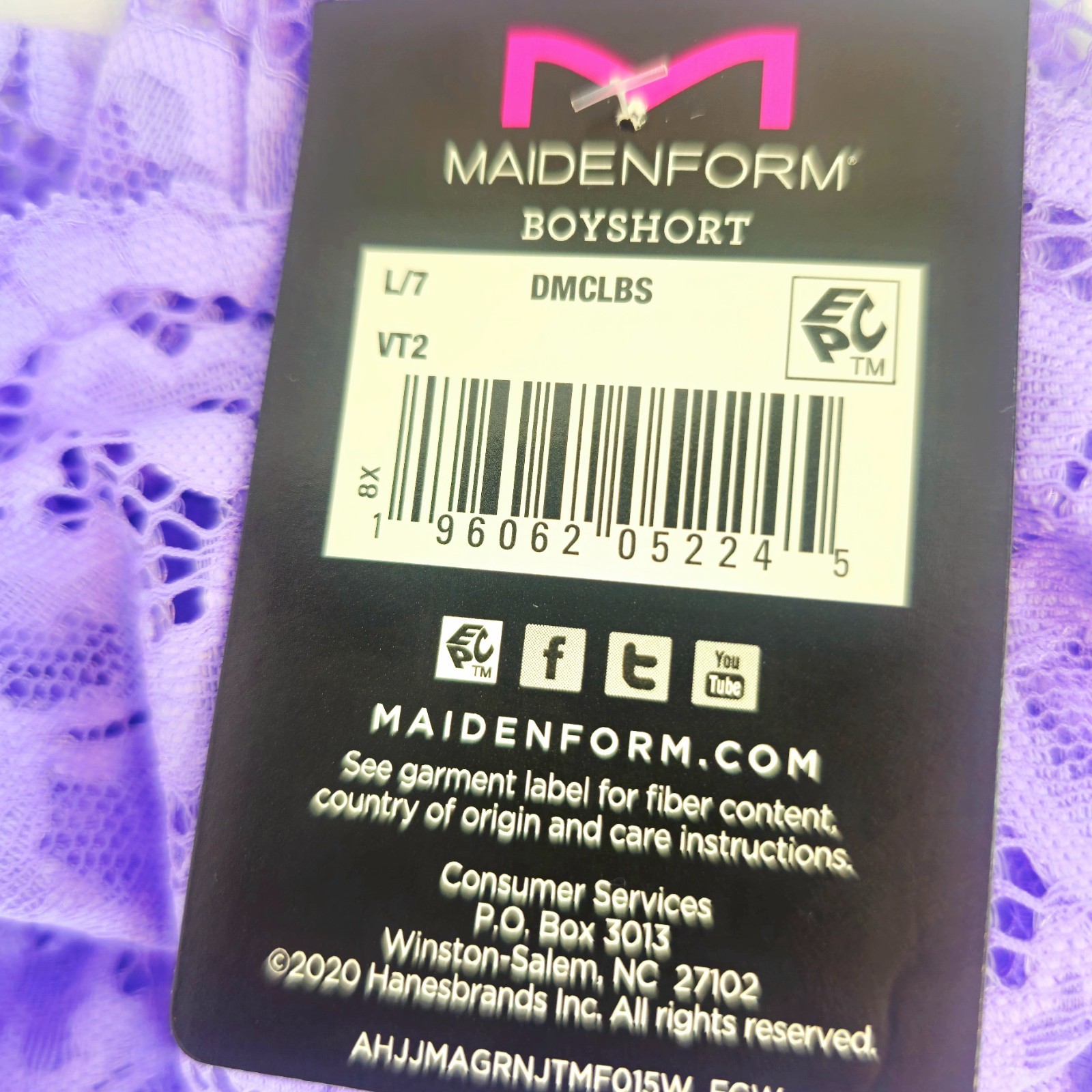 MAIDENFORM Boyshort Panty Sexy Must Haves Sweetened Lilac Lace Cheeky Women Sz L