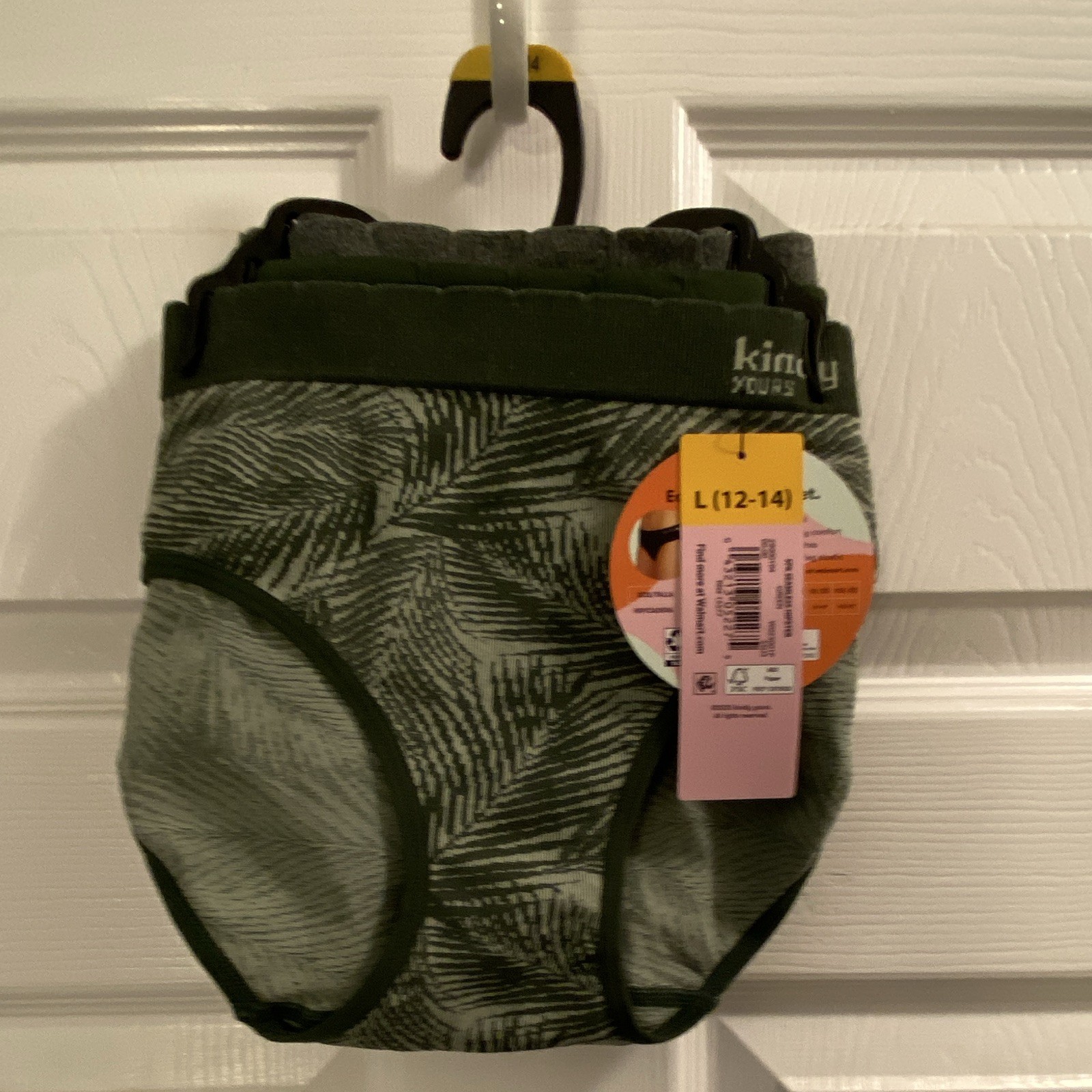 Kindly Yours Seamless Hipster Panties 3-Pack L (12-14) Green/Gray Leaf
