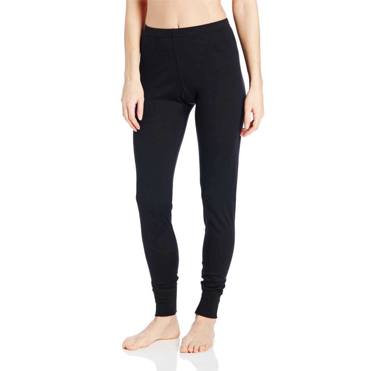 Women’s Merino Wool Base Layer Bottoms | Thermal Hiking Leggings – Black – XL