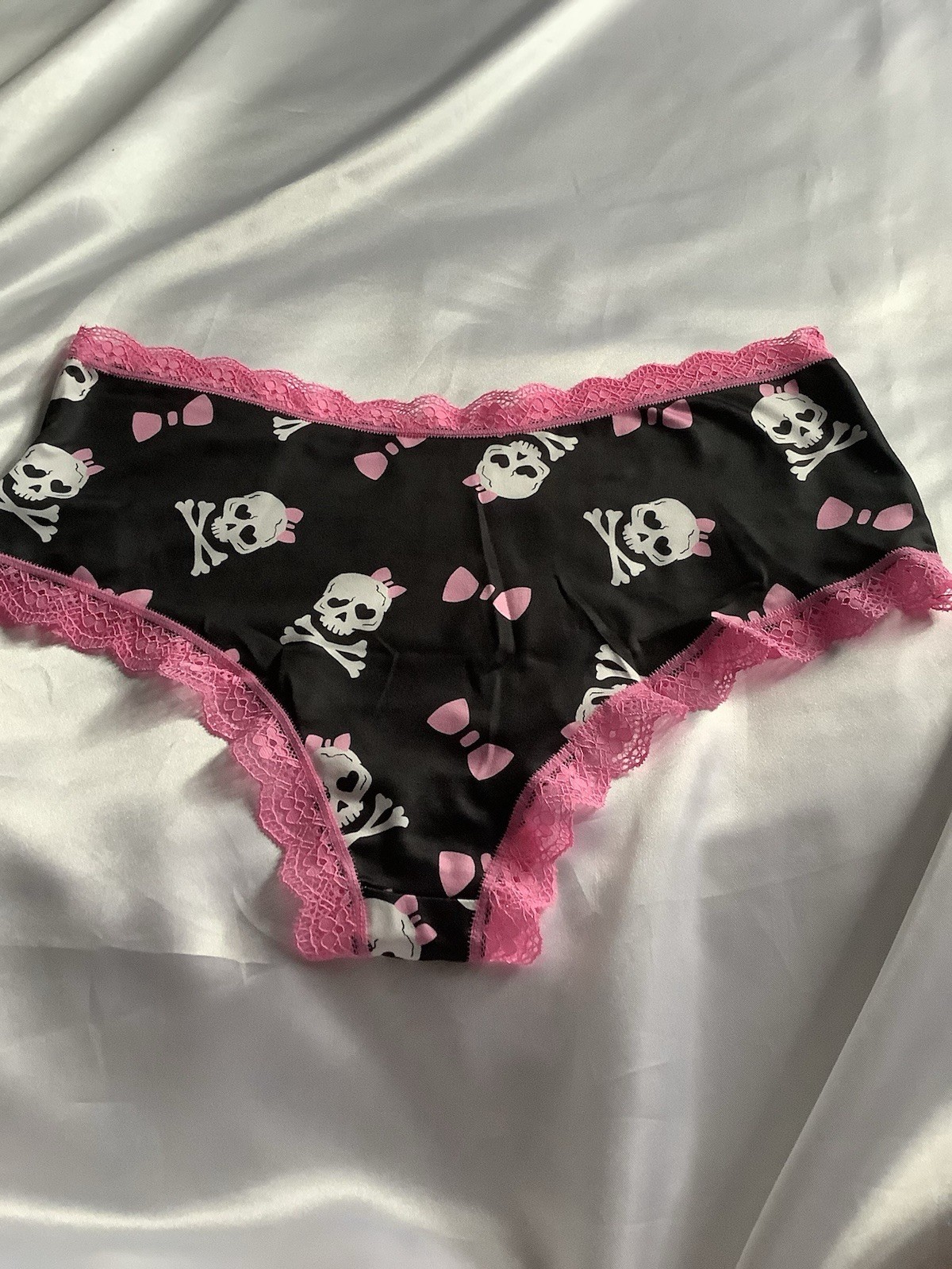 Women’s Teens Goth Punk Skulls Leopard Briefs Panty Pink Black White 3Pcs. XL
