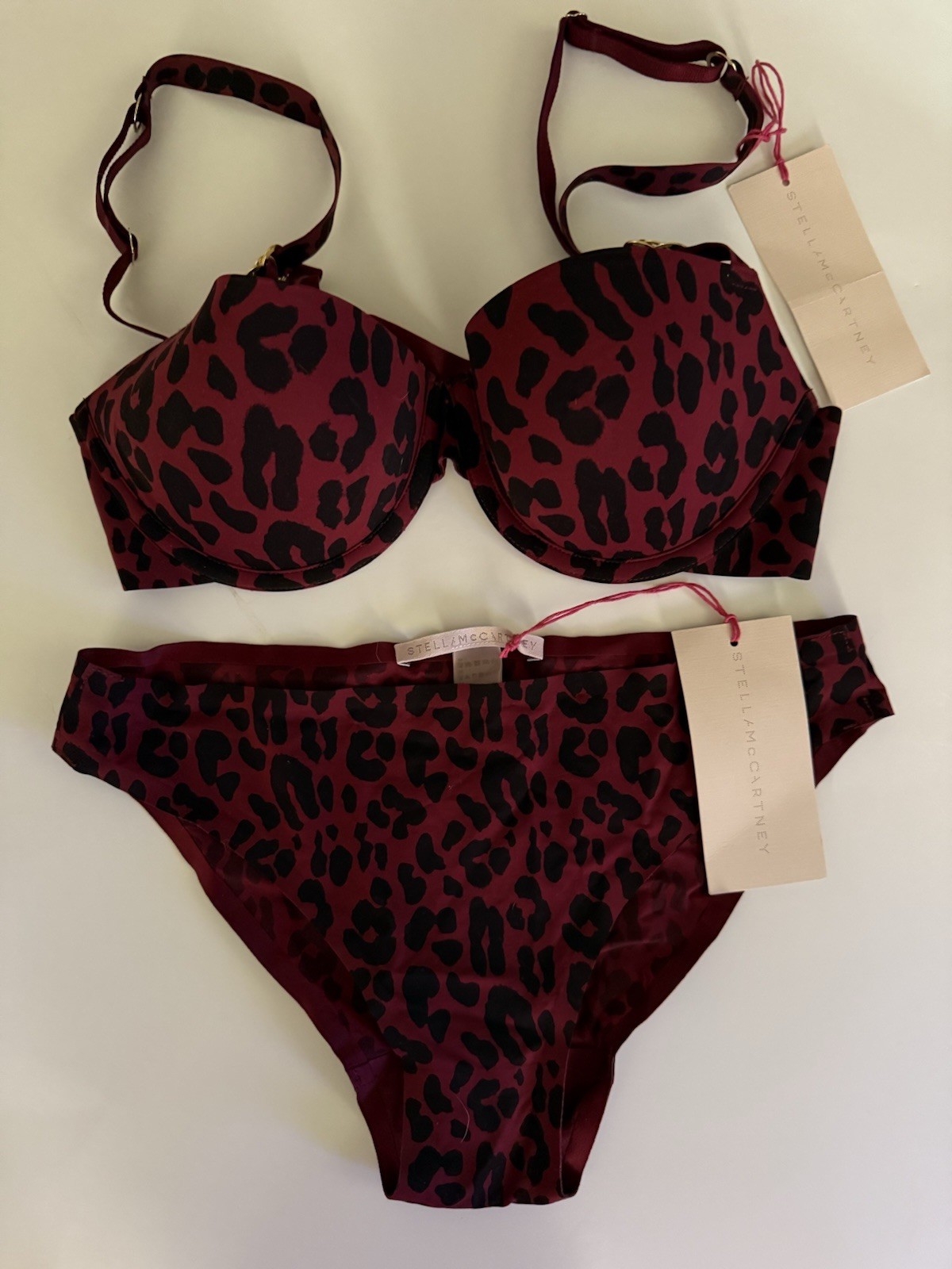NWT Stella McCartney Ladies Bra & Pantie Set Sml Leopard Animal Print 34B RARE