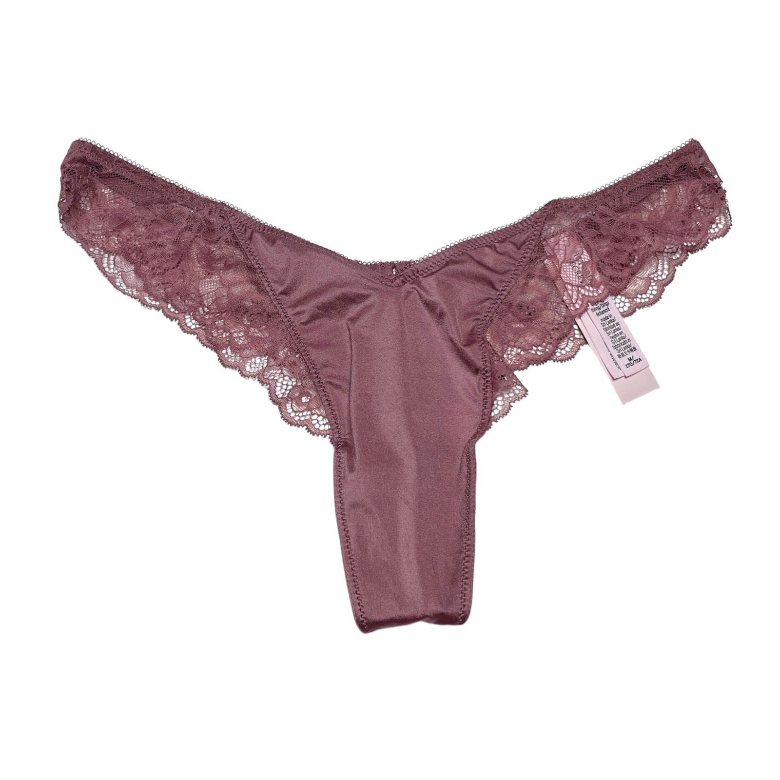 Victoria’s Secret Rose Lace-Trim High-Leg Thong Panty Vintage Rose Size Medium