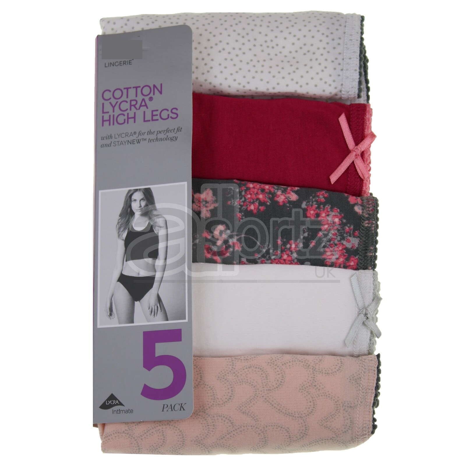 Ladies Top Uk Store Briefs Knickers 5 Pack High Leg Cotton Lycra M S L XL Multi