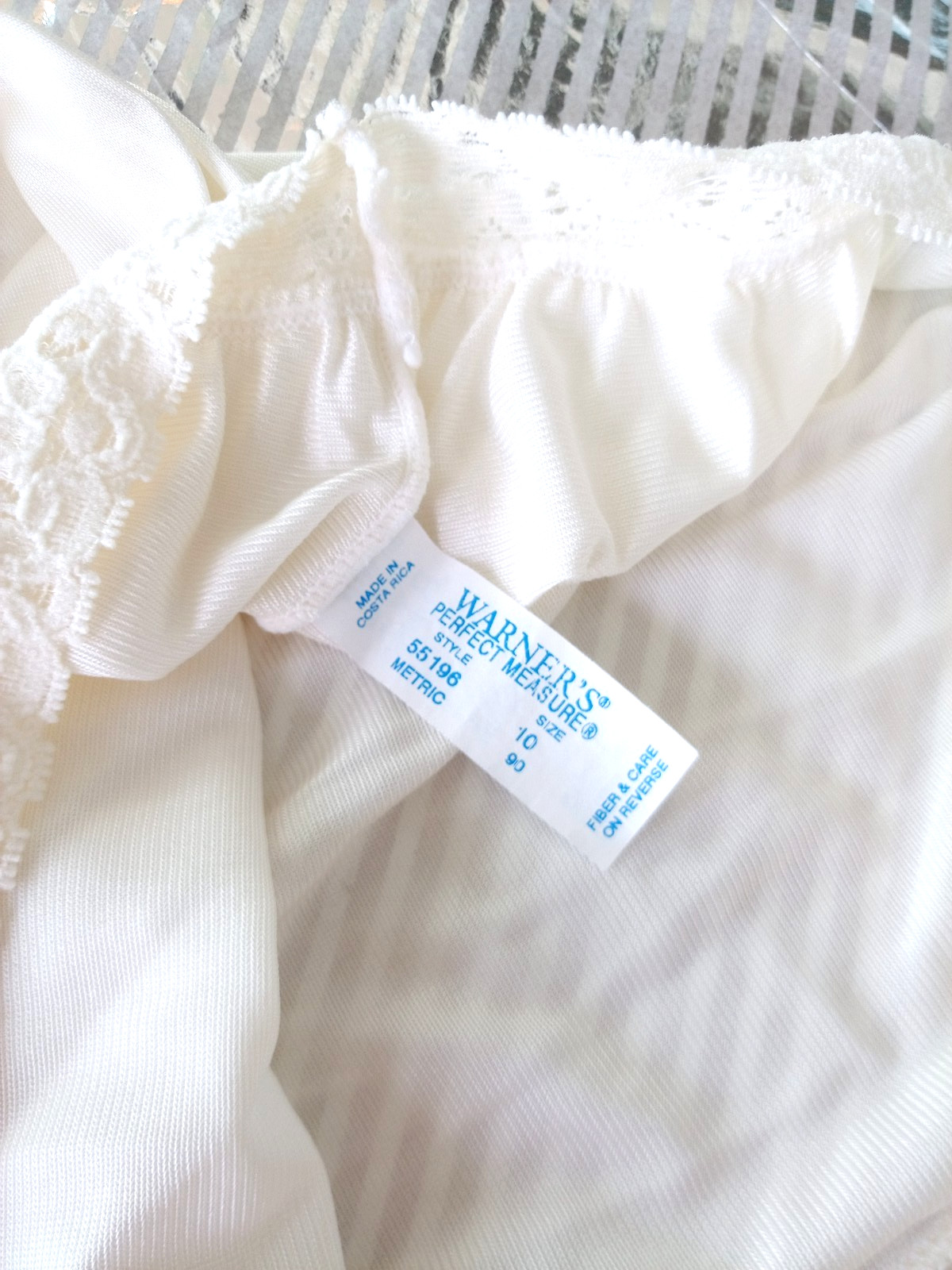 Vtg Warner’s Perfect Measure Panties Briefs Size 10 Off White Nylon Lace 55196