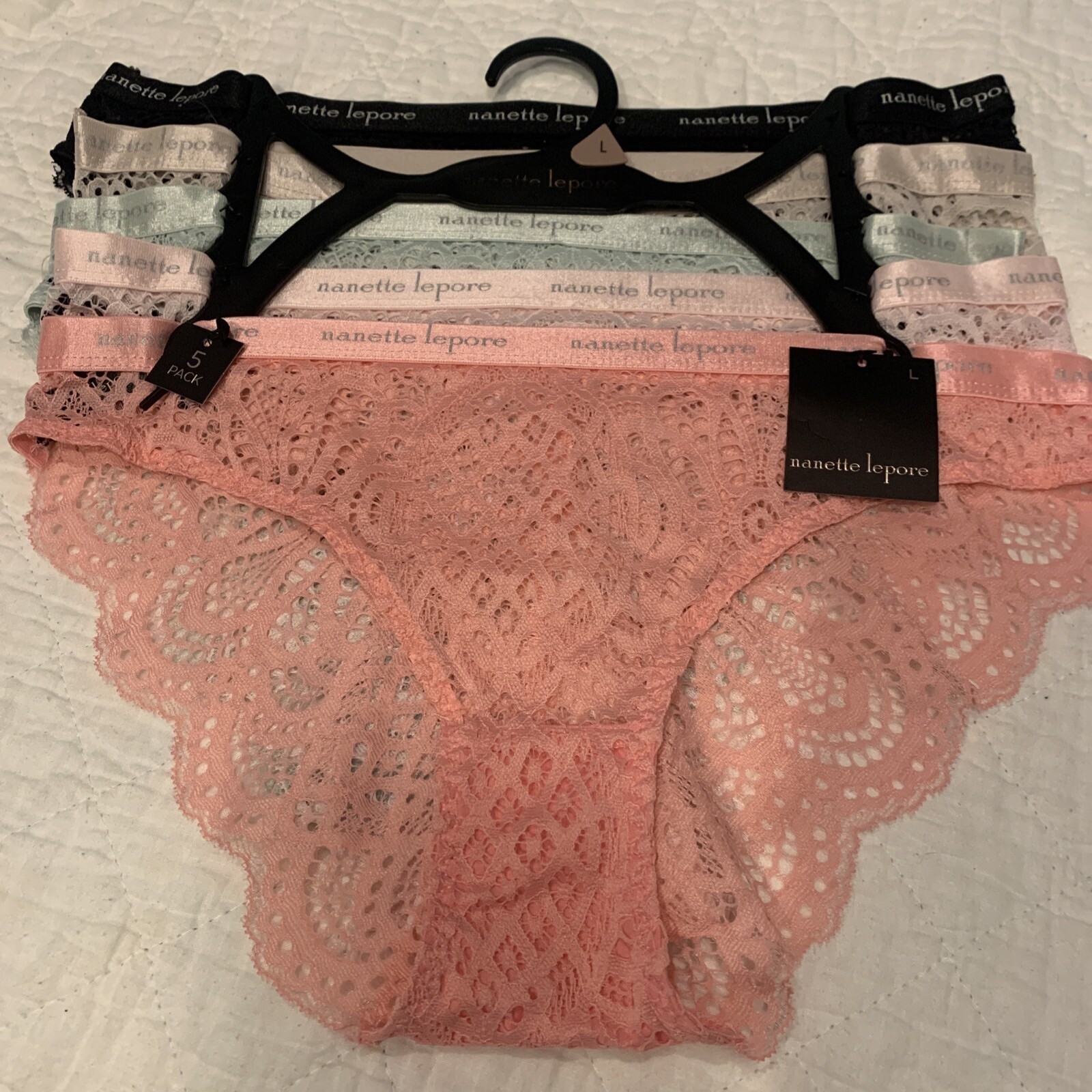 Nanette Lepore 5 Pack Bikini Lace Panties Set Size Large Underwear