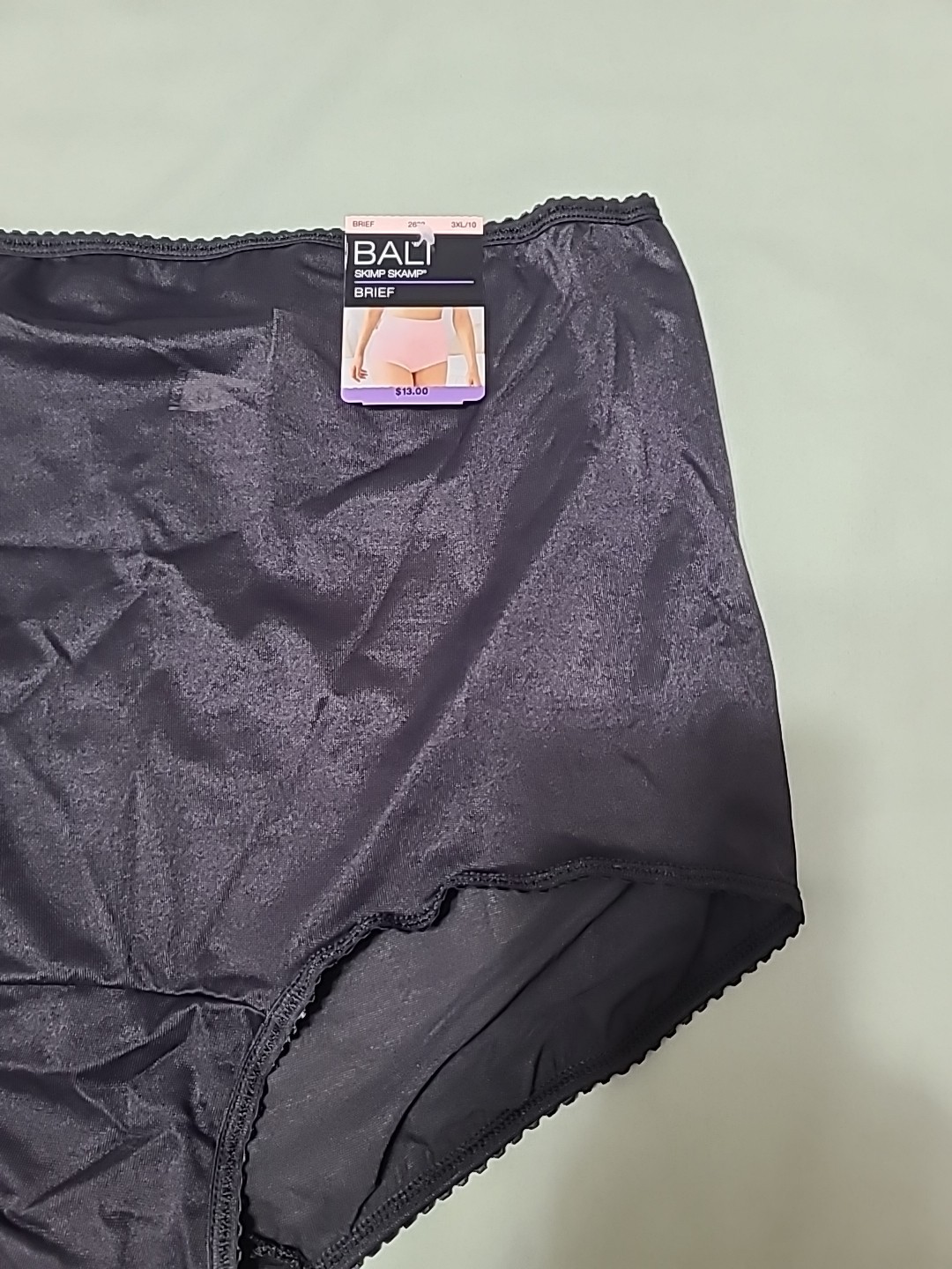 NWT BALI Women’s Skimp Skamp Black Brief; Style #2633 B633; Size 3XL (10)