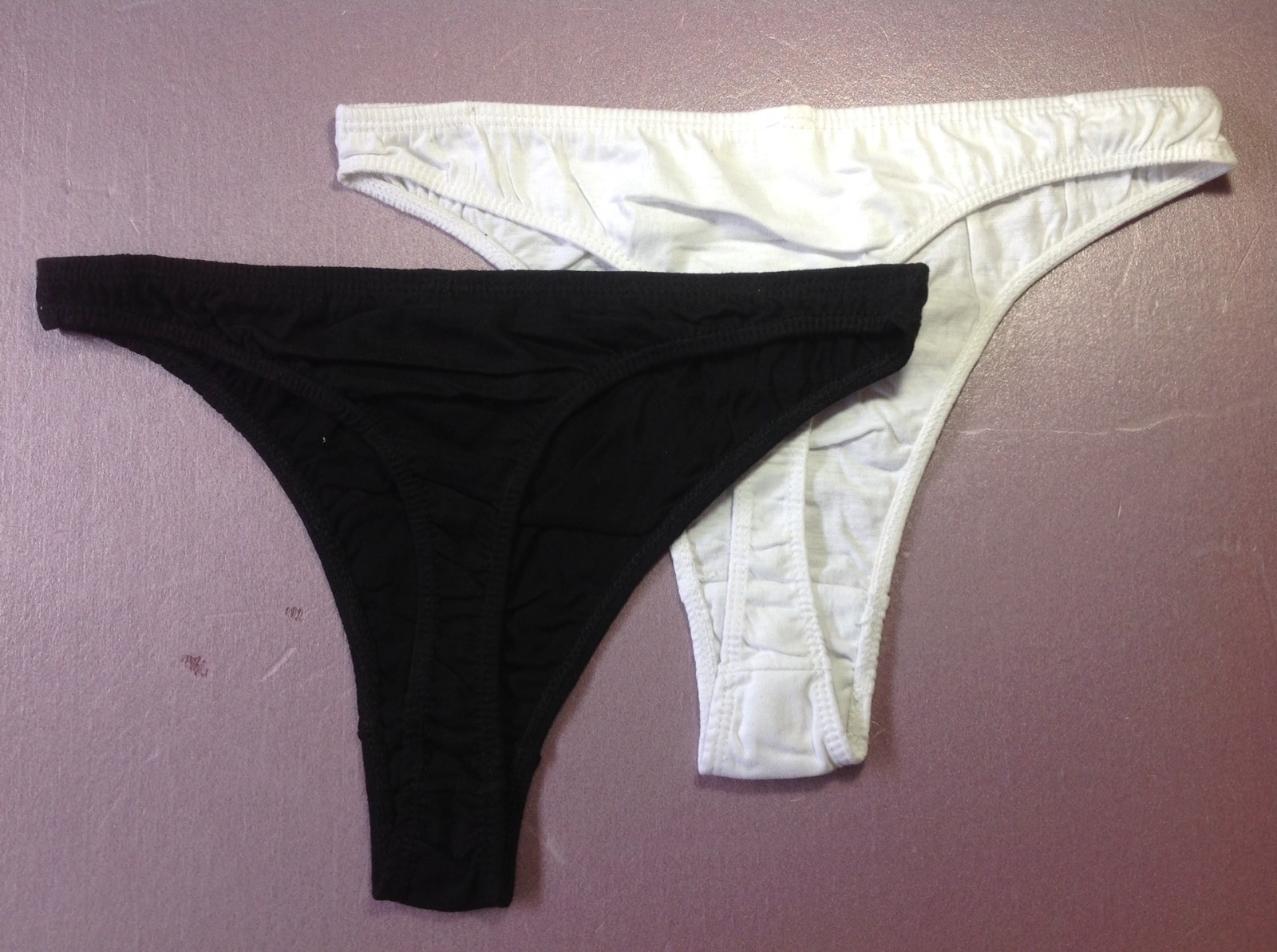 Women Panties,Thongs 2 Pairs Lot,Size M. Black&White Full Cotton Bangladesh Made