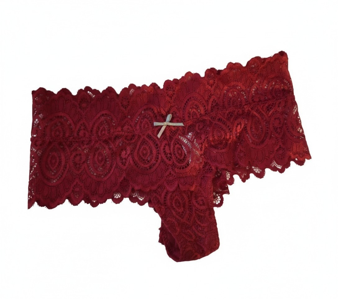 Womens Cheeky Red Lace Panties Soft Comfortable Size M (1pc)