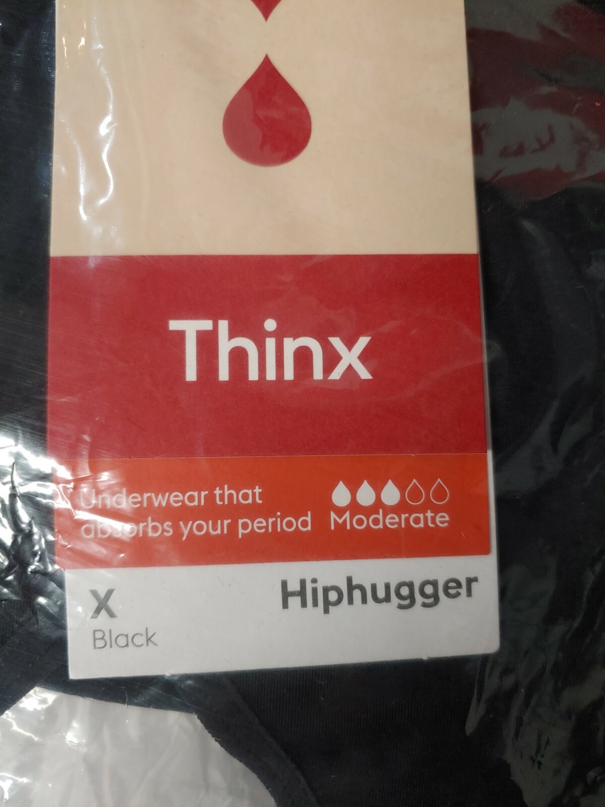Thinx Women’s Hiphugger Moderate Period Briefs Pants Size X 14W 36-37″ #0001198