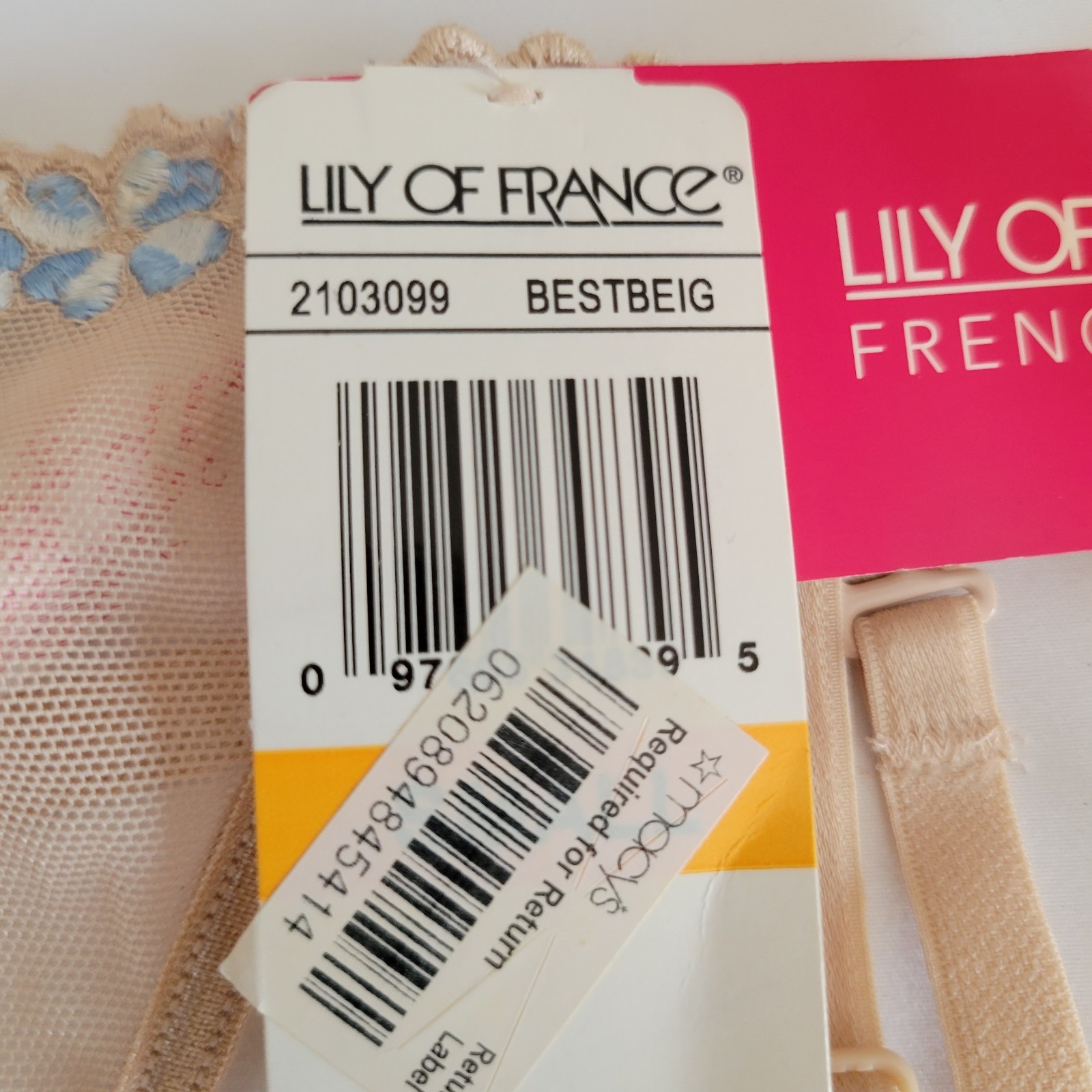 NWT Vintage Y2K Lily Of France Nude Floral Garter Belt Thong G String SM