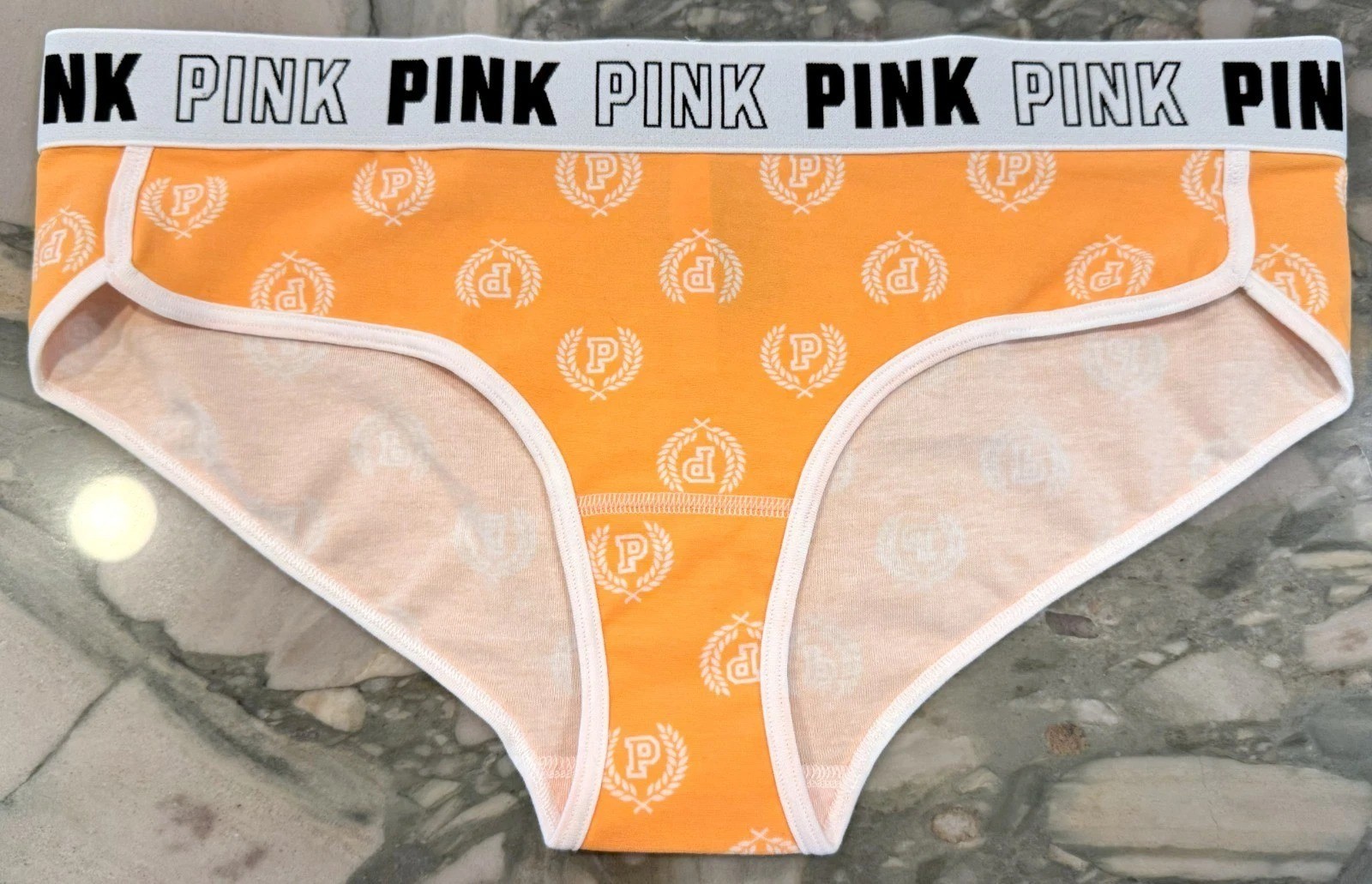 NEW Victoria Secret PINK Cotton BLOCK Logo Hipster Panty – Orange Seal Logo XXL