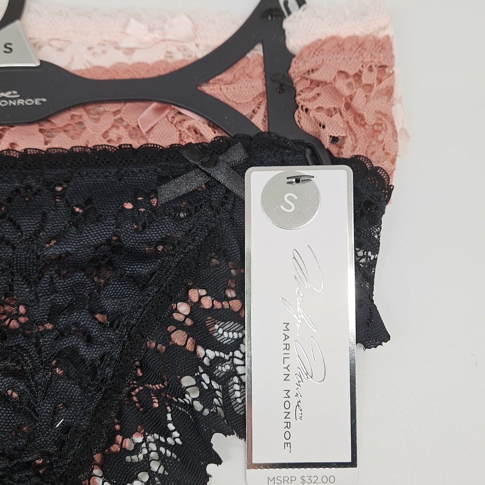 MARILYN MONROE 3 Pack Women’s S M L Lace Cheeky Nylon Panties Pink Brown Black