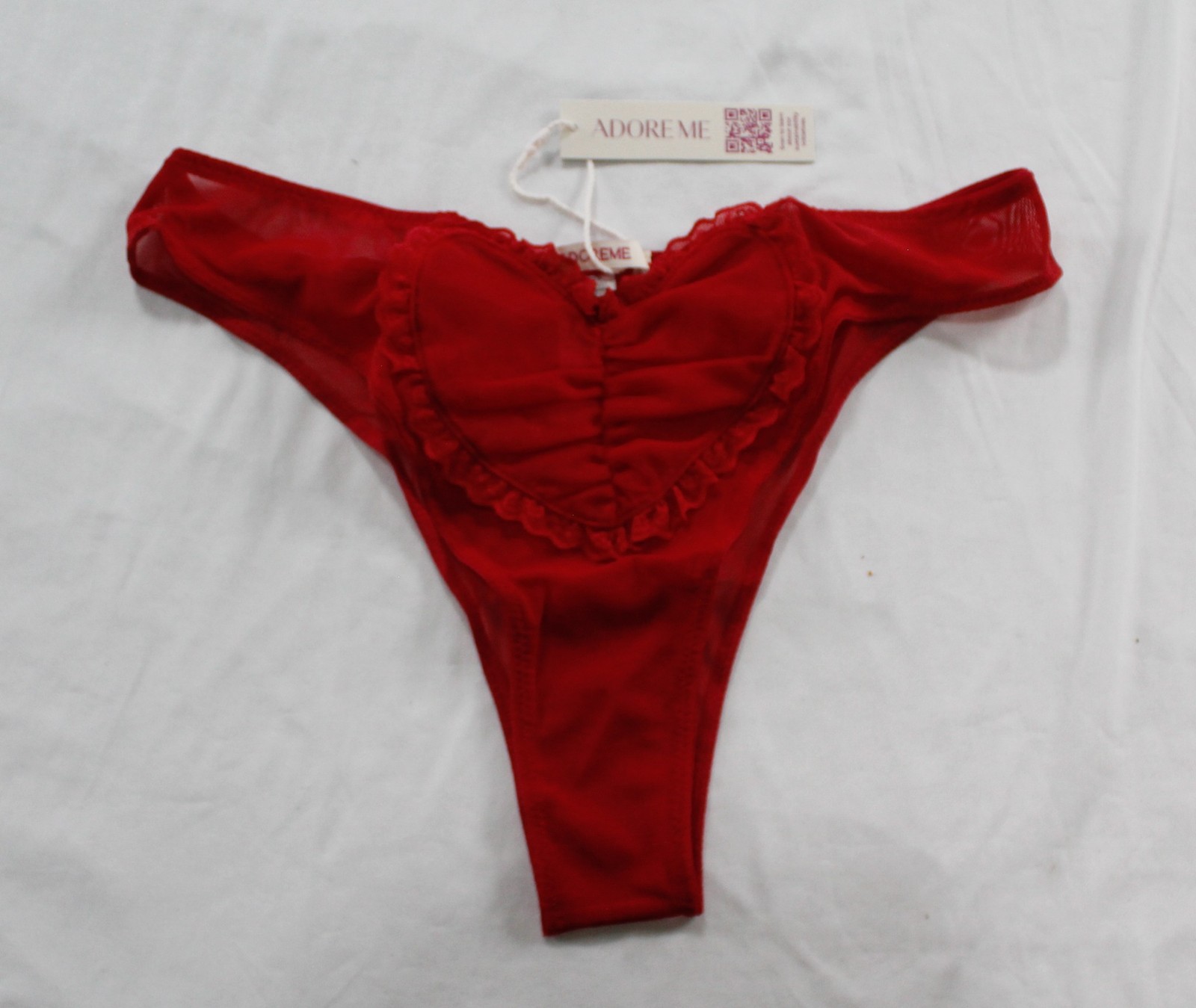 Adore Me Women’s Lightweight Sheer Lovey Tanga Panty DH3 Dark Red Small NWT