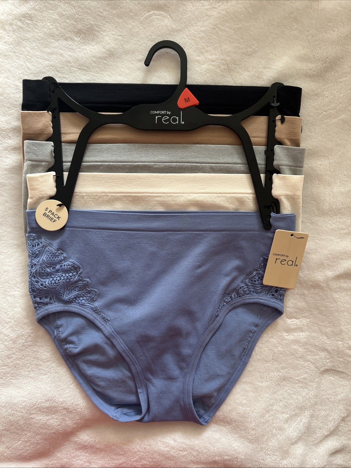 Comfort By Real Women 5 Pack Seamless Tagless Briefs Solid Neutral Colors Medium