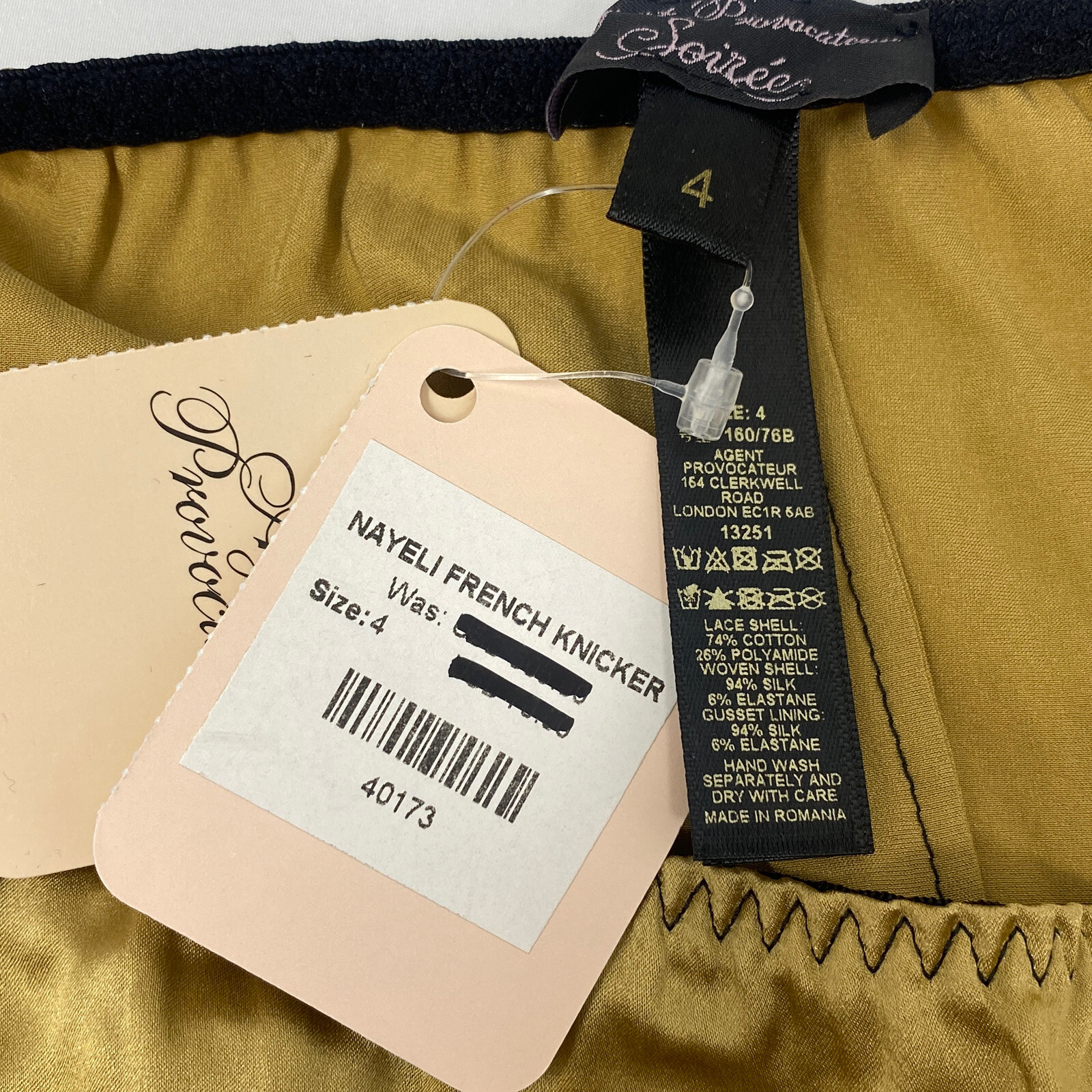 Agent Provocateur Nayeli SOIREE Gold Silk French Knicker Brief AP4 L NWT