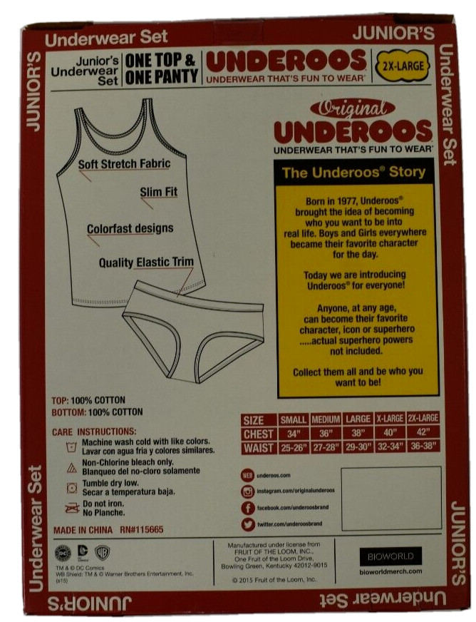DC Comics Underoos Harley Quinn Juniors Tank Top & Panty Underwear Set NIB 2XL