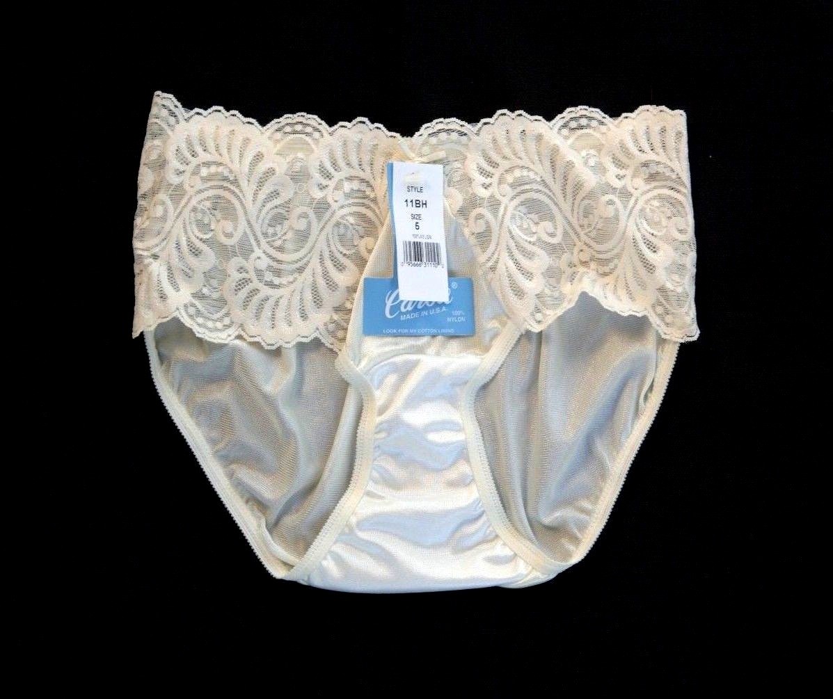 Carole 100% Nylon Front Panel Lycra Lace Embrodiery Ivory Bikini Size 5/Small