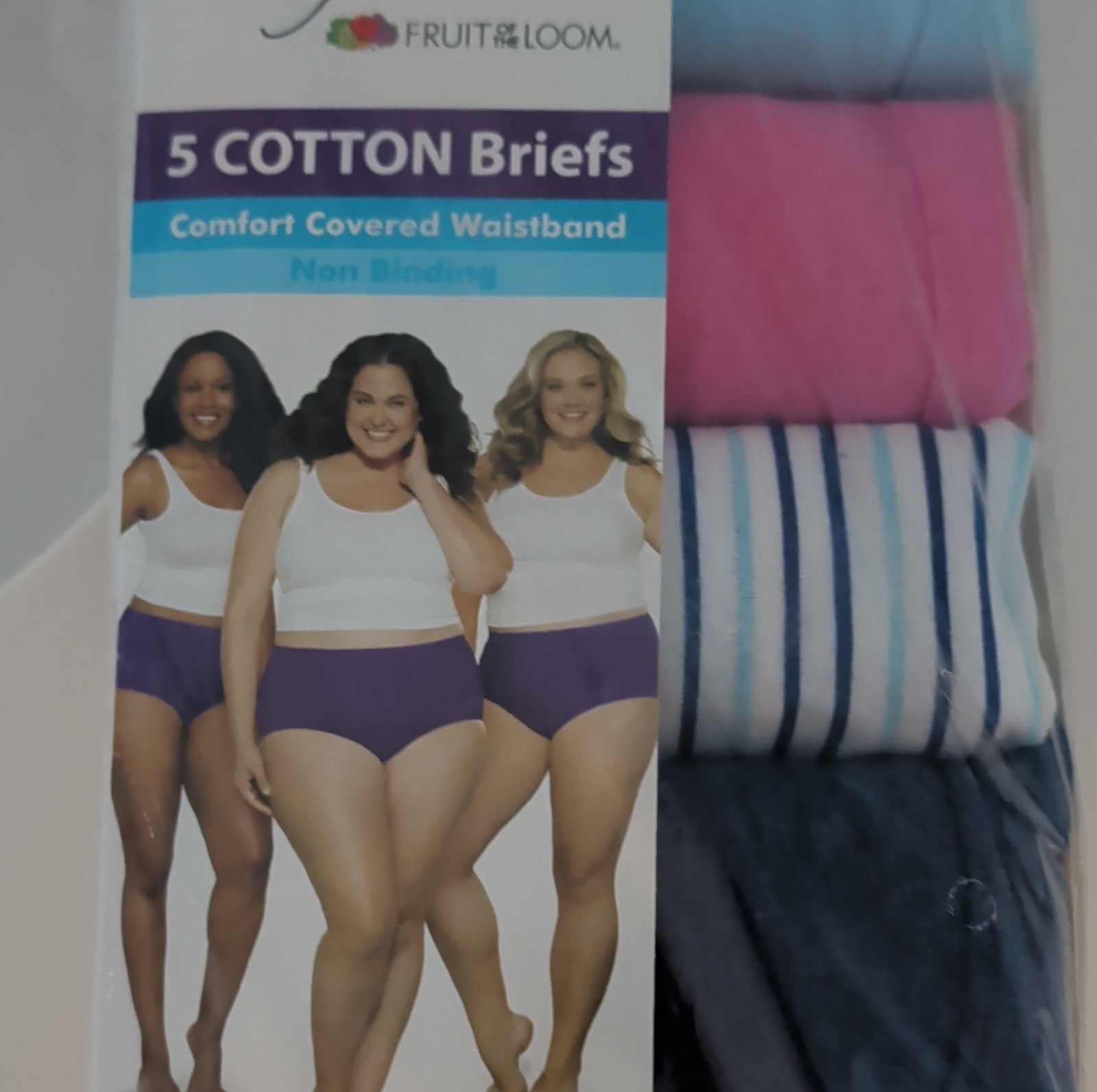 Fruit of the Loom Cotton Brief Panties 5 Pack Plus Size Women Multicolor