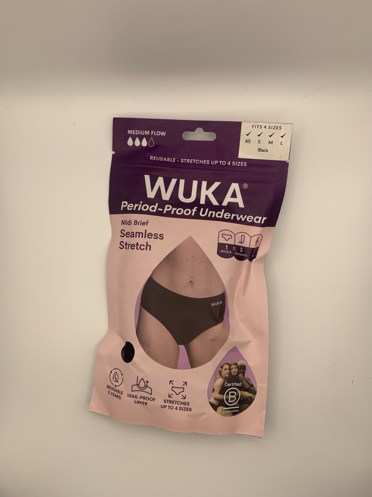 WUKA Midi Brief x2 Pair Seamless Stretch Med Flow XS-L Black
