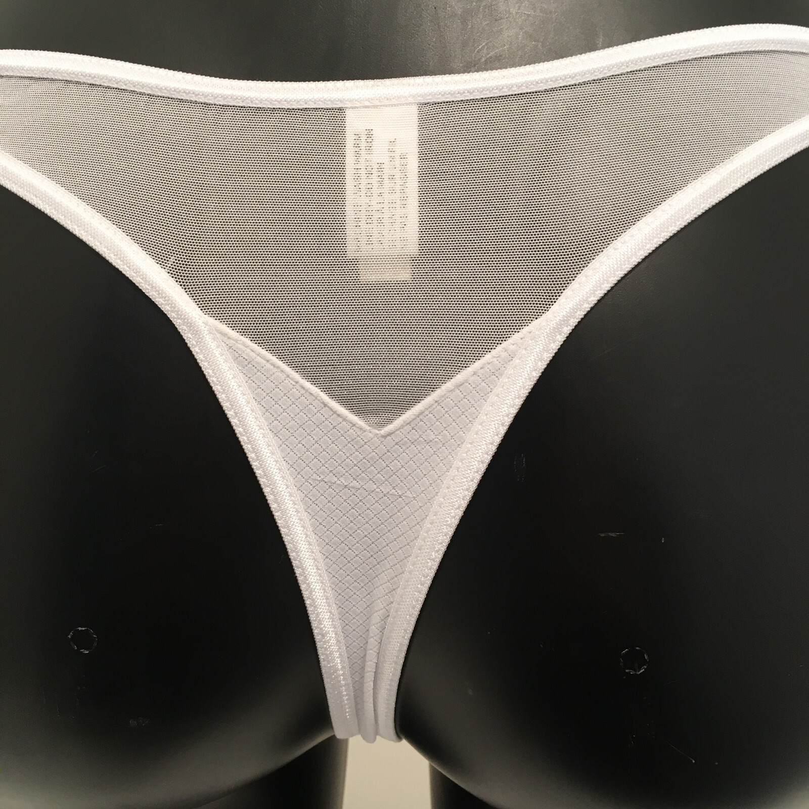 White Mesh Thong Semi Sheer double sided strap detail panties string pants sexy
